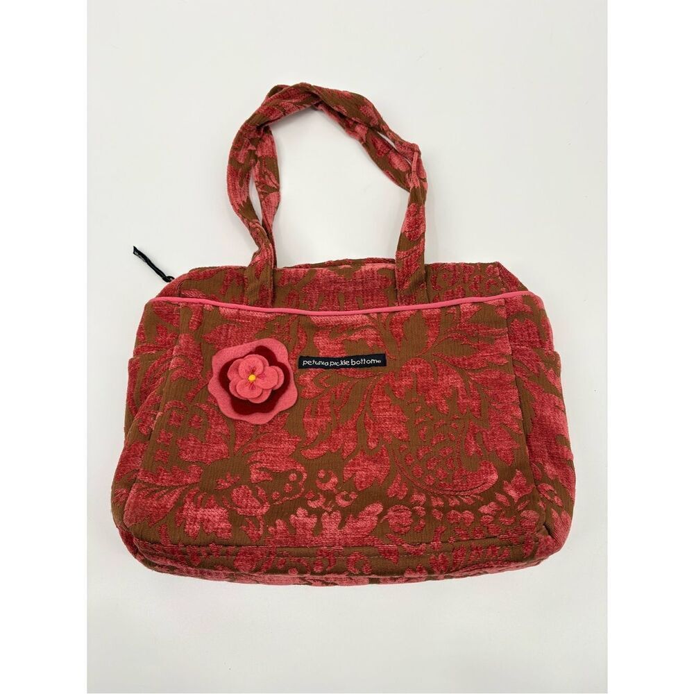 Petunia Picklebottom Diaper Bag Rose floral Jacquard Pink Embossed Tote Purse